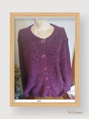 Pappagallo Plum-Berry Textured Button Cardigan Size Lg